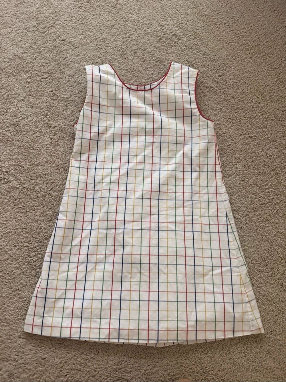The Beaufort Bonnet Company White Multi-Color Grid Shift Dress
